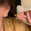 Exquisite Sparkling Zircon Snowflake Earrings For Women Shiny Rhinestone Imitation Pearl Earrings Christmas Party Jewelry Gifts