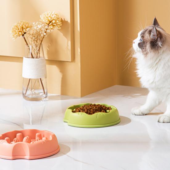 baizihuahu Dog Slow Feeder Bowl, Cat Eating Anti-Slip Bottom Pet Dish, Reduces Choking Vomiting for Cats Dogs