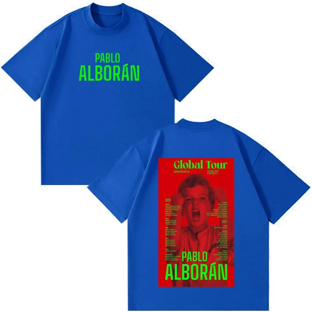 Singer Pablo Alborán Kmo Global Tour 2026 Print TShirt Men Women Hip-hop Vintage T-shirts Short-sleeved Loose Aesthetic T Shirts