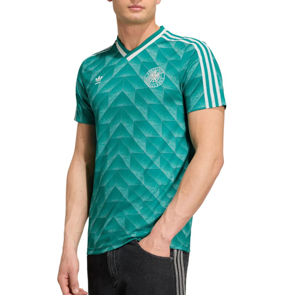 adidas Originals Germany National Team 1990 Away V-Neck Slim Fit Short Sleeve Football Shirt Men Tops KD3999