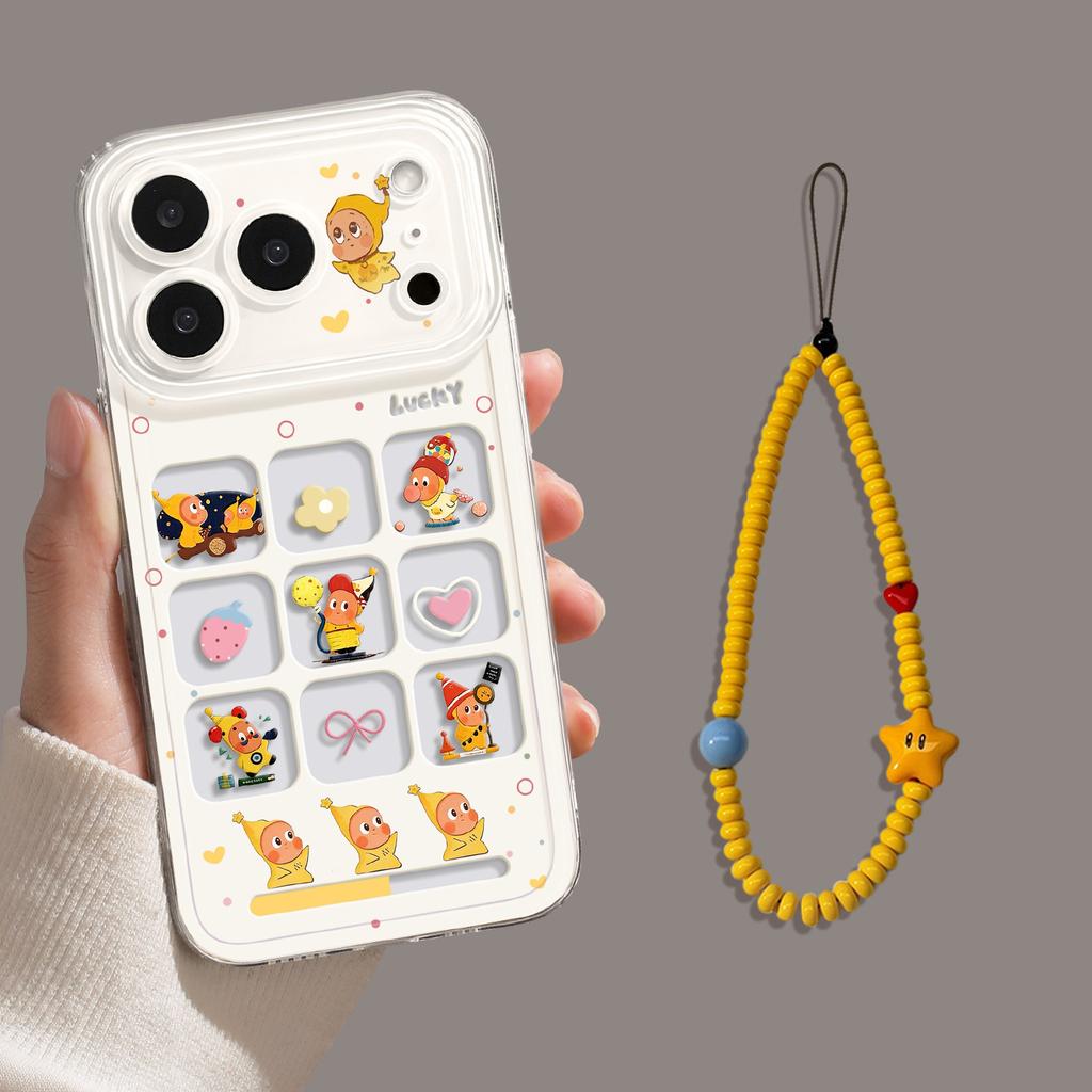 Applicable To Iphone17pm Balloon Doll Mobile Phone Case 16pro with Lanyard 15 Apple 14 Transparent 13 Soft 12 Sets