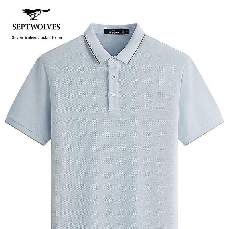 SEPTWOLVES Men's Color-block Lapel Polo Shirt