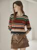 MAXZA Multi-Stripe Pattern Round Neck Knit
