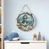 Decorative Hanging Sign Lightweight Wooden Wall Art Sign with Marine Elements Rudder Lifebuoy