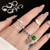 Elegant European & American Enamel Gold Geometric Open Ring - Luxurious Index Finger Jewelry for Women
