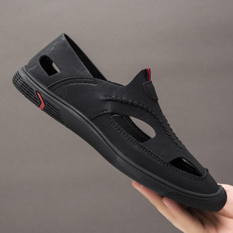 Summer men's shoes sandals hollow men's new breathable soft sole light casual going out hole shoes driving shoes