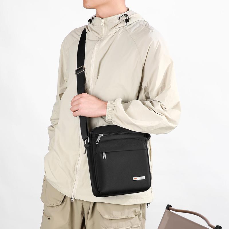 Borsa a tracolla in nylon multi-tasche con tracolla regolabile, borsa a spalla casual resistente per uomo, per viaggi quotidiani