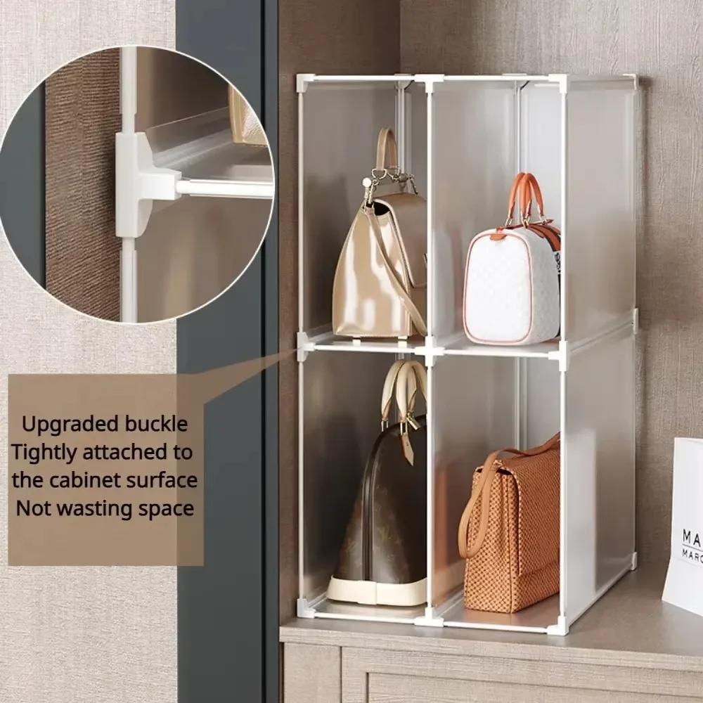 DIY Handbag Shelf Wardrobe Storage Cabinet Assemble Clothes Classify Detachable Transparent Divider Stackable Organizer Drawer