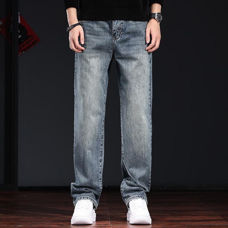 

Jie Leinuo Men s Embroidered Straight-Leg Jeans 34