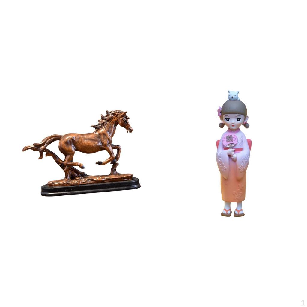 Sculpture Figurine Artwork Collectible Ornament Horse Statue for Desk Decoration Bookcase Living
