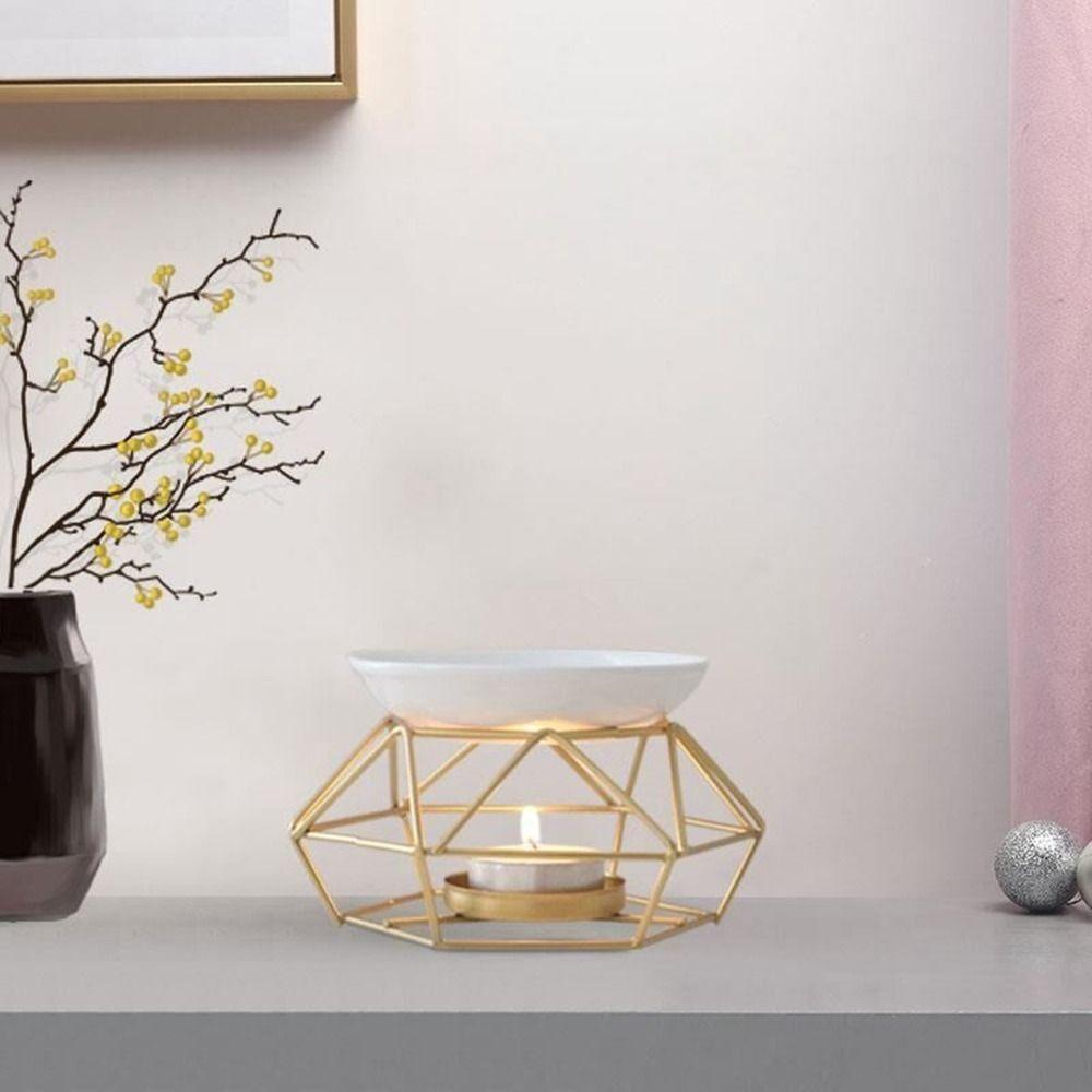 Rhombus Shape Candle Essential Oil Burner Gold Incense Burner Aromatherapy Stove  Yoga Studio