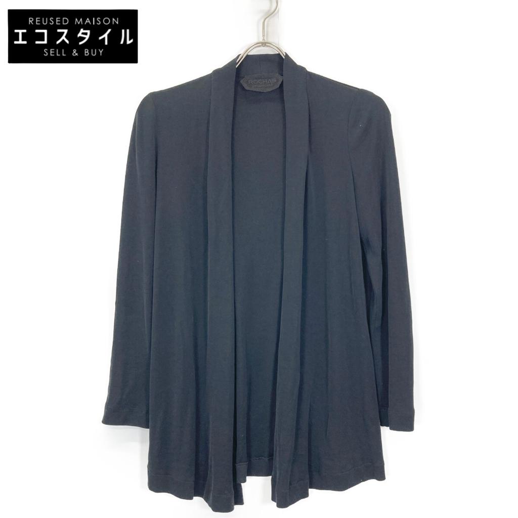 ROCHAS Black cotton high gauge knit top cardigan 0401528 tops 9 blackUsed