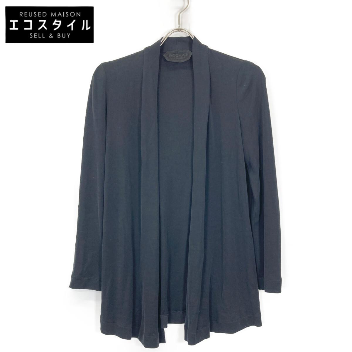 

ROCHAS Black cotton high gauge knit top cardigan 0401528 tops 9 blackUsed