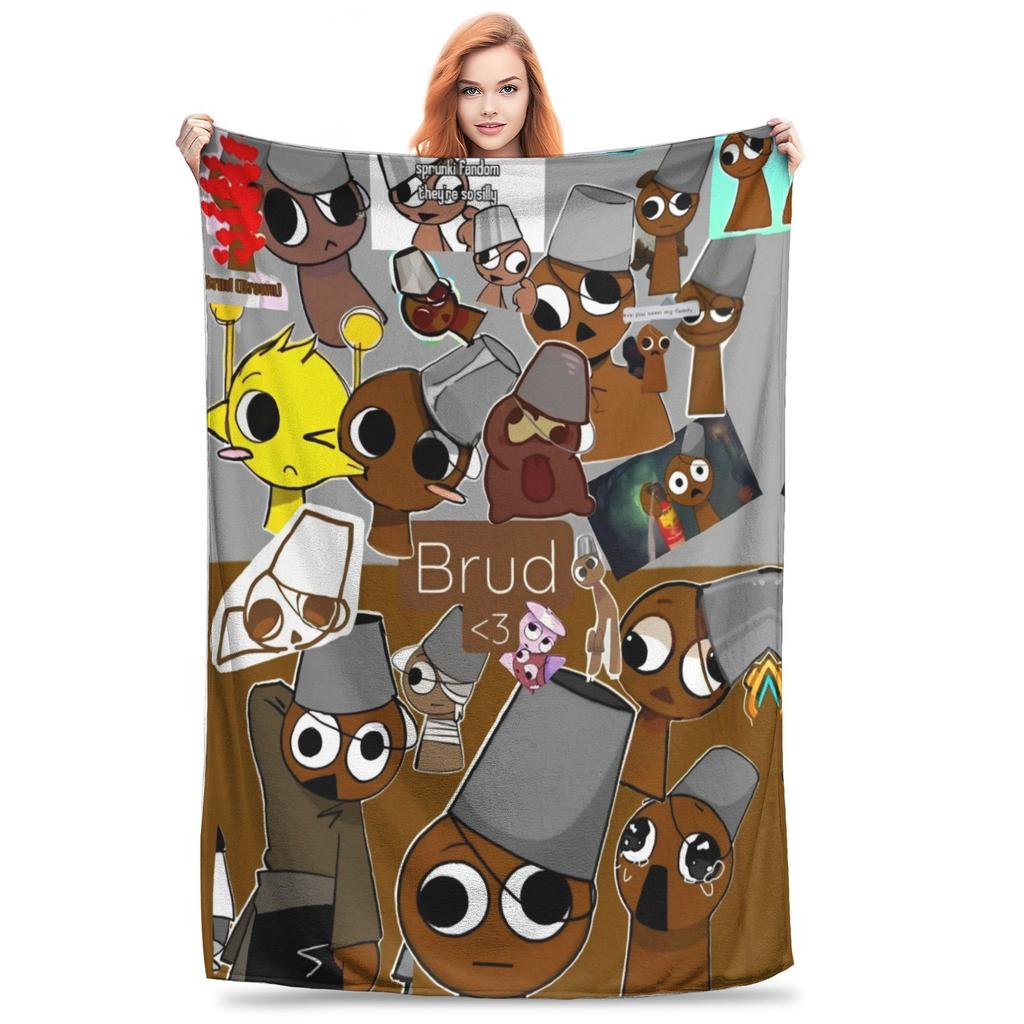 Game Sprunki Incredibox Blanket Flannel Funny Warm Throw Blanket for Bed Sofa Summer