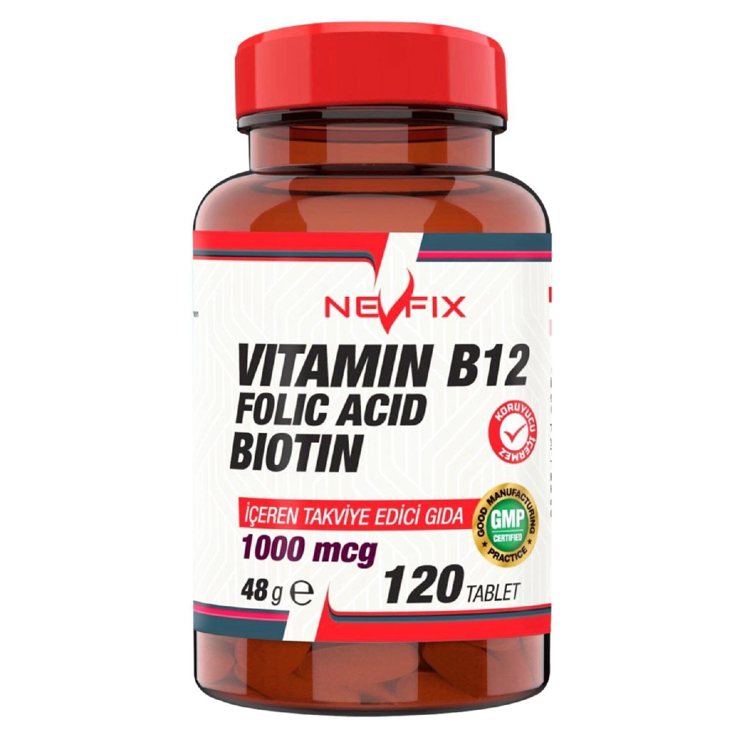 

Folic Acid D-biotin Vitamin B12 120 Tablets