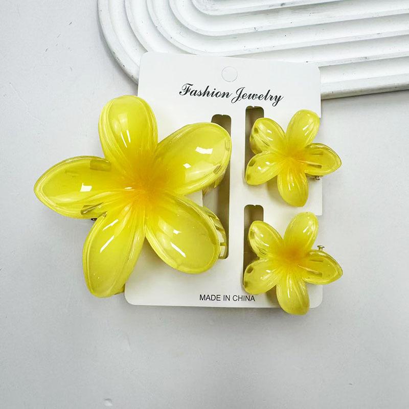 Sada skřipců do vlasů s frangipani: Květinové vlasové doplňky s imitací mramoru pro módní svátky