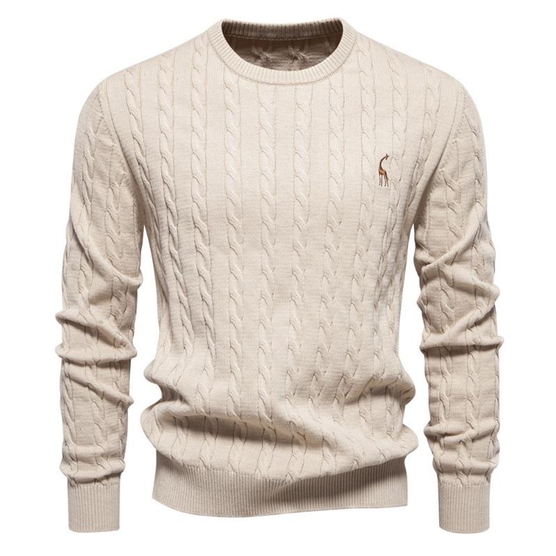 Autumn and Winter New Men's Sweater Set Deer Embroidery Solid Color Sweater Men