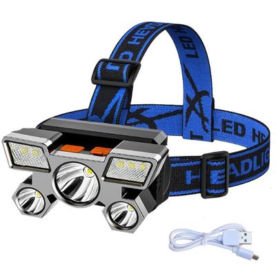 5LED Headlights, Strong Light Charging, High Brightness Headset Flashlight, USB Charging, 18650 Battery, Super Bright Night Fishing and Mining Lights