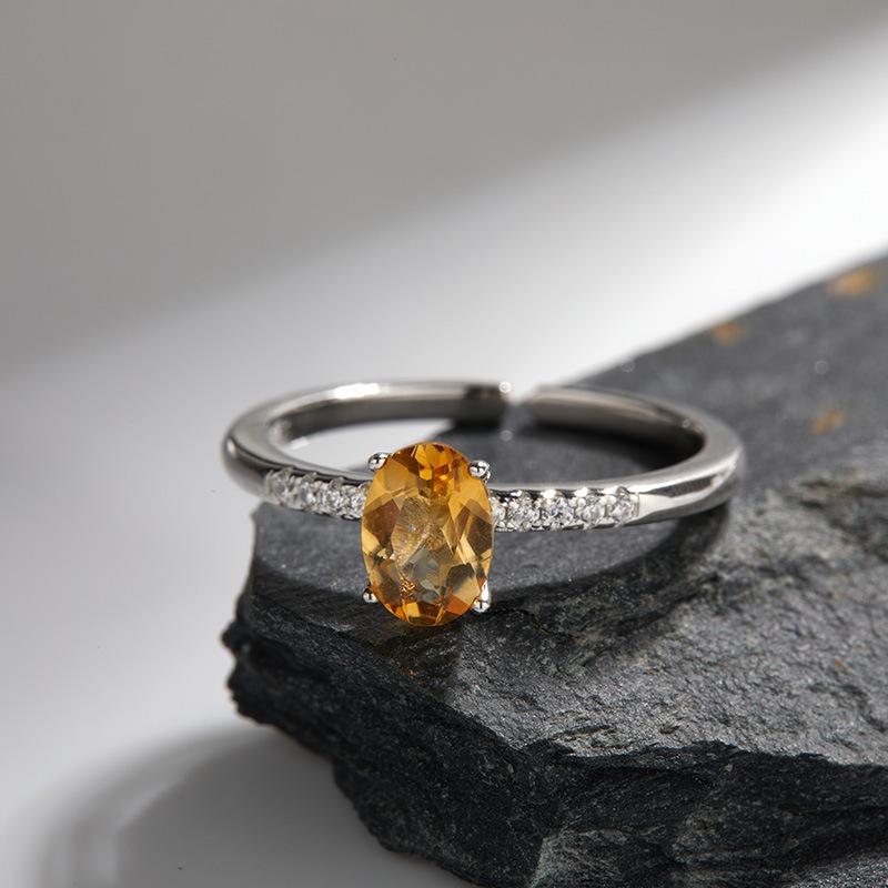 Original Design Does Not Fade Niche High Sense S925 Sterling Silver 18K Natural Citrine Lucky Treasure Ring Women