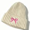 Embroidery Bow Knitted Beanie Cap Cold Proof Kids Knitted Hat cute Baby Knit Hat  Girls