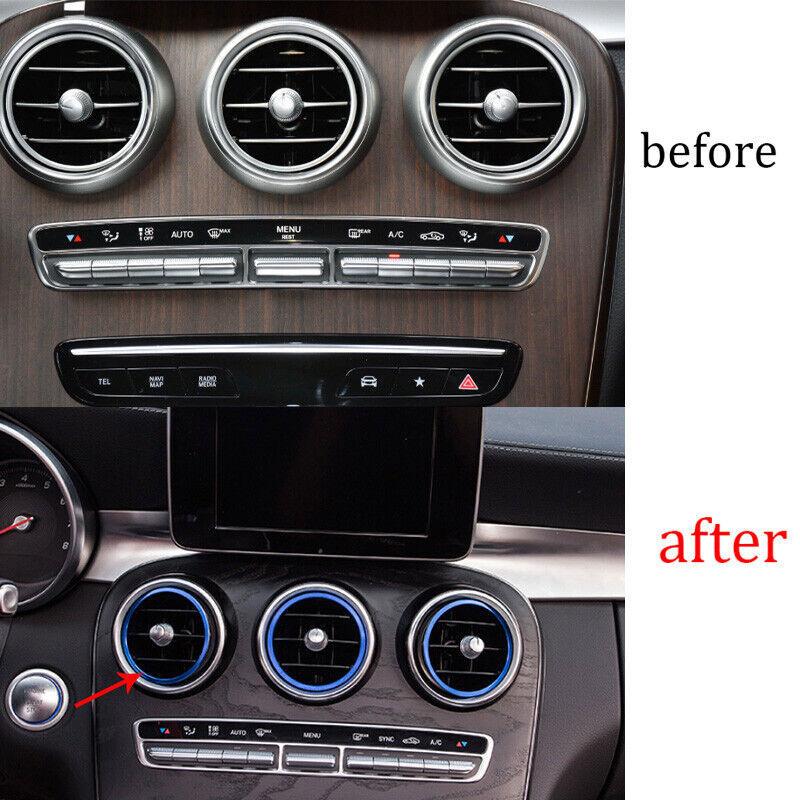 For Mercedes-Benz GLC 16-21 Aluminum Blue Console Air Outlet Vent Ring Decor 7X