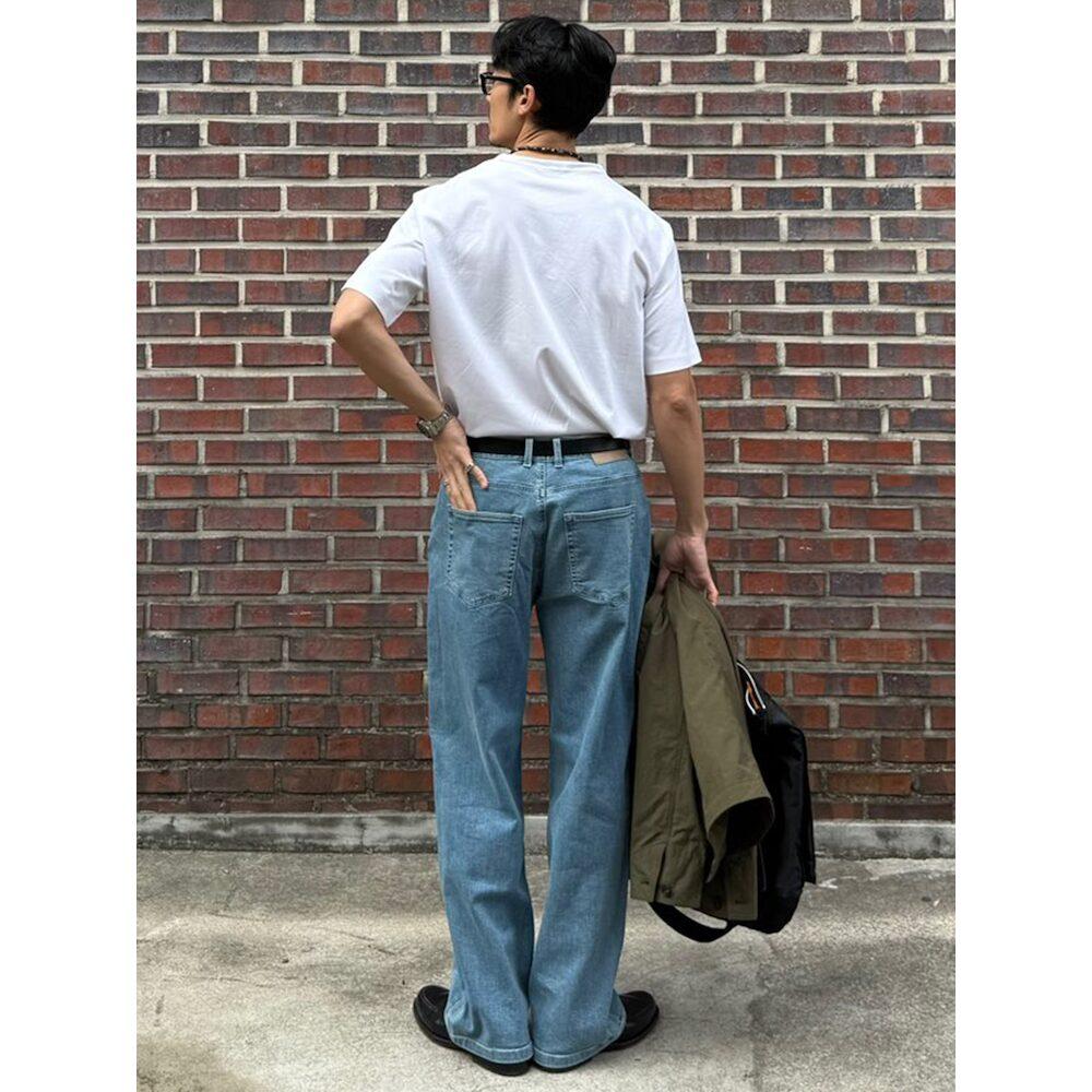 SHIFT.G Washed Wide Denim Pants Blue