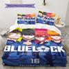 BLUE LOCK Pattern Bedding,Quilt Set Quilt Cover Pillowcase Home Birthday Gift (1 * Duvet Cover + 2 * Pillowcase, Without Core)