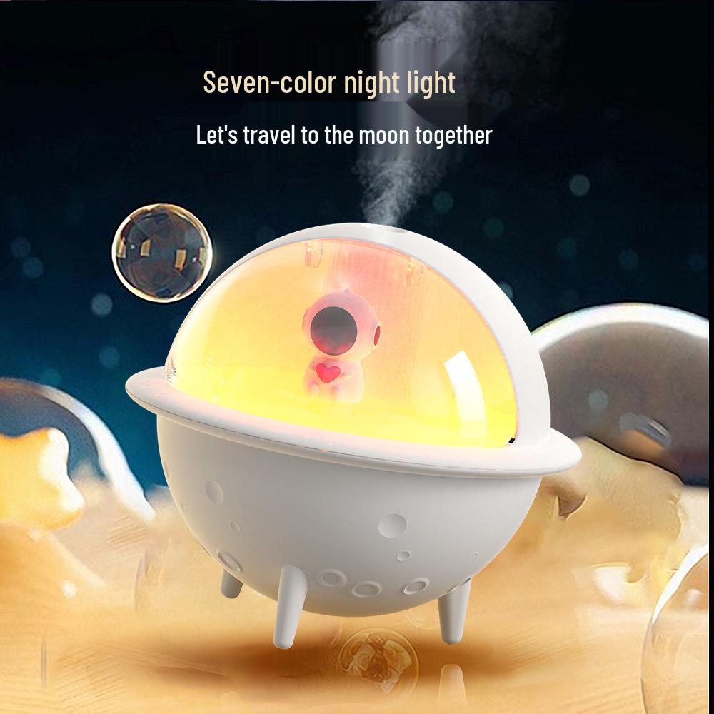 Creative Cartoon Pet Humidifier: USB-Powered Space Ball with Seven-Color Light for Bedroom.