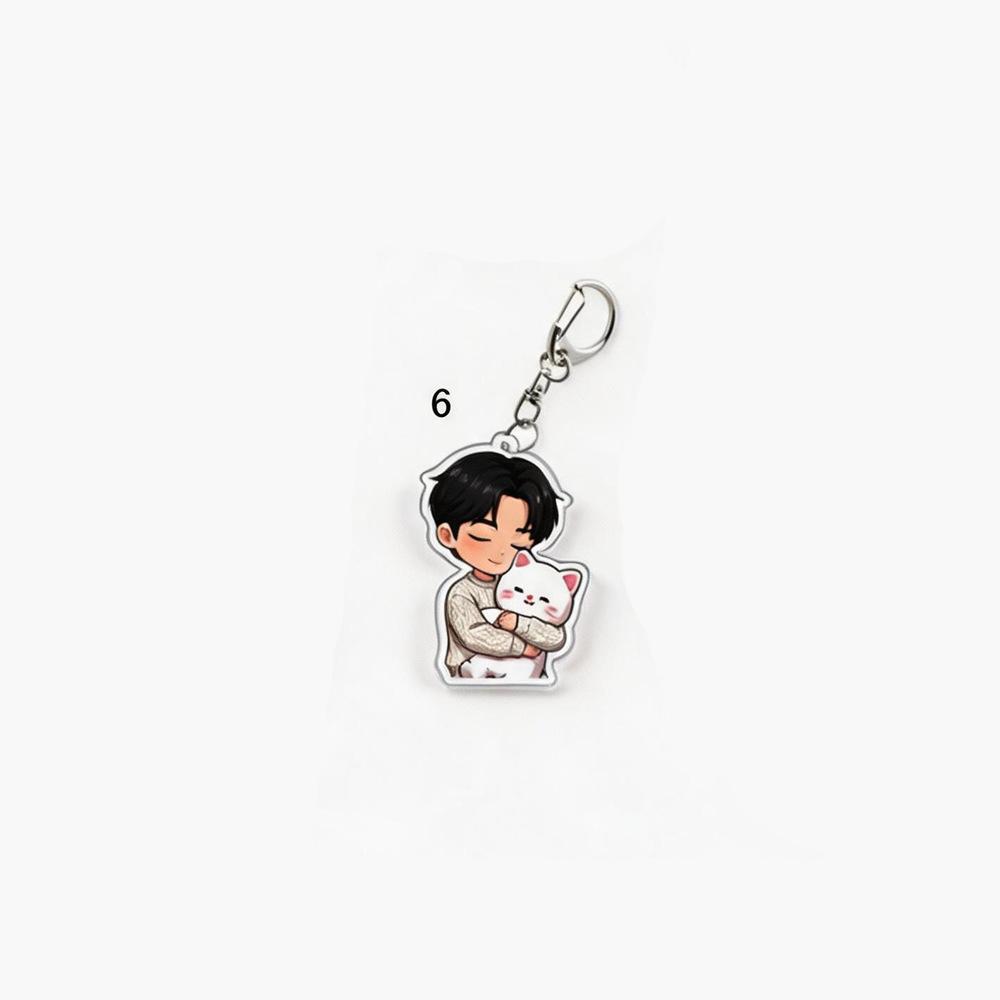 1pc Stray Kids Member Keychain Cute Cartoon Chibi Doll Holding SKZOO Plushie Sleeping Style Charm Keyring for Bags Backpacks, SKZ Merch STAY Gift