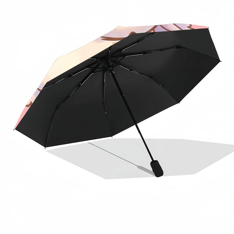 1pc Sturdy 8-Bone Auto Umbrella, Charming Axolotl Adorable Bloom Umbrella, Digital Printed, Foldable Umbrella for On-the-Go Outdoor Use
