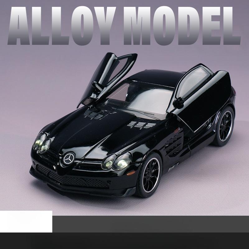 

1:32 SLR 772S Car Model Toy Alloy Body Rubber Tires Diecast Supercar Models Doors Opened Sound Light Kids Toys Gifts чёрный