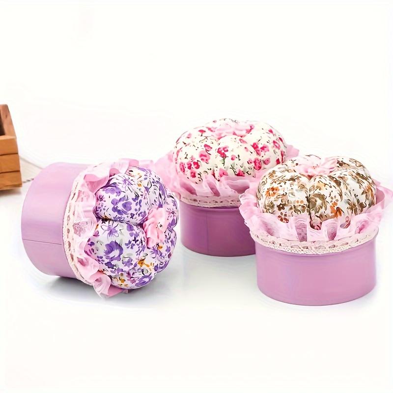 Floral Sewing Needle Insert, Storage Box with Pin Cushion Cover, Pin Holder Sewing Pin Organizer, for DIY Craft Hair Clip Daily Hand Sewing
