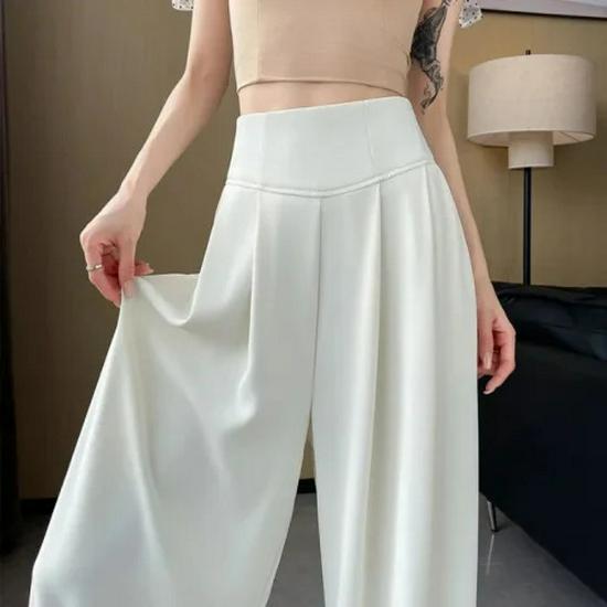 2025 Women's High Waist Loose Straight-Leg Pants - Slimming, Floor-Length, Casual Trousers for Spring, Summer, Autumn