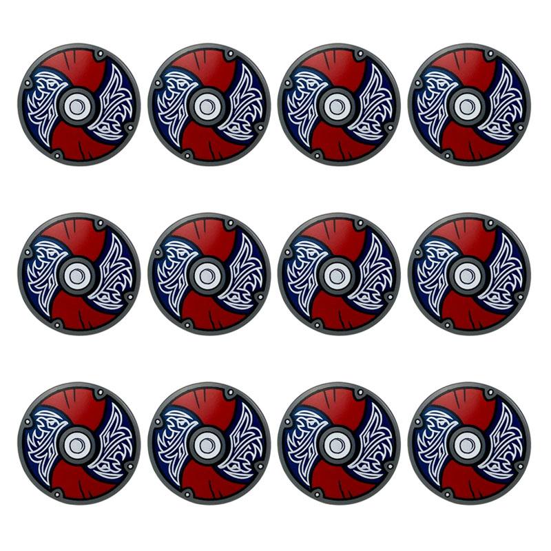 MOC Medieval Military Building Blocks Accessories Ancient Castle Knight Armor Viking Round Dragon Shield Flag Brick Toy Gift R62