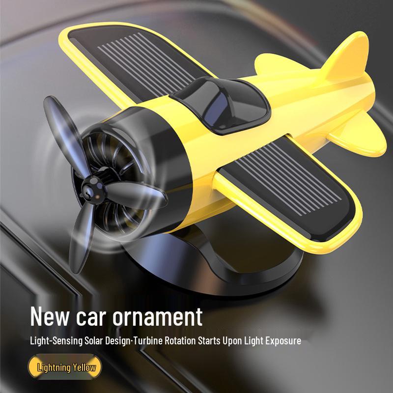 Solar-Powered Rotating Airplane Dashboard Ornament