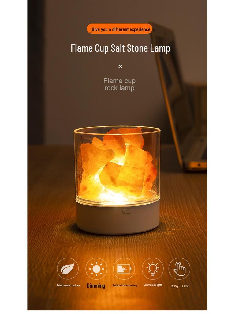Nordic Himalayan Salt Lamp: USB-Powered Warm Bedside Night Light and Romantic Gift