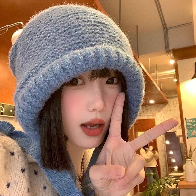 Winter balaclava hat women's scarf integrated knitted hat fashion high-end sense bag hat dual-purpose accessories