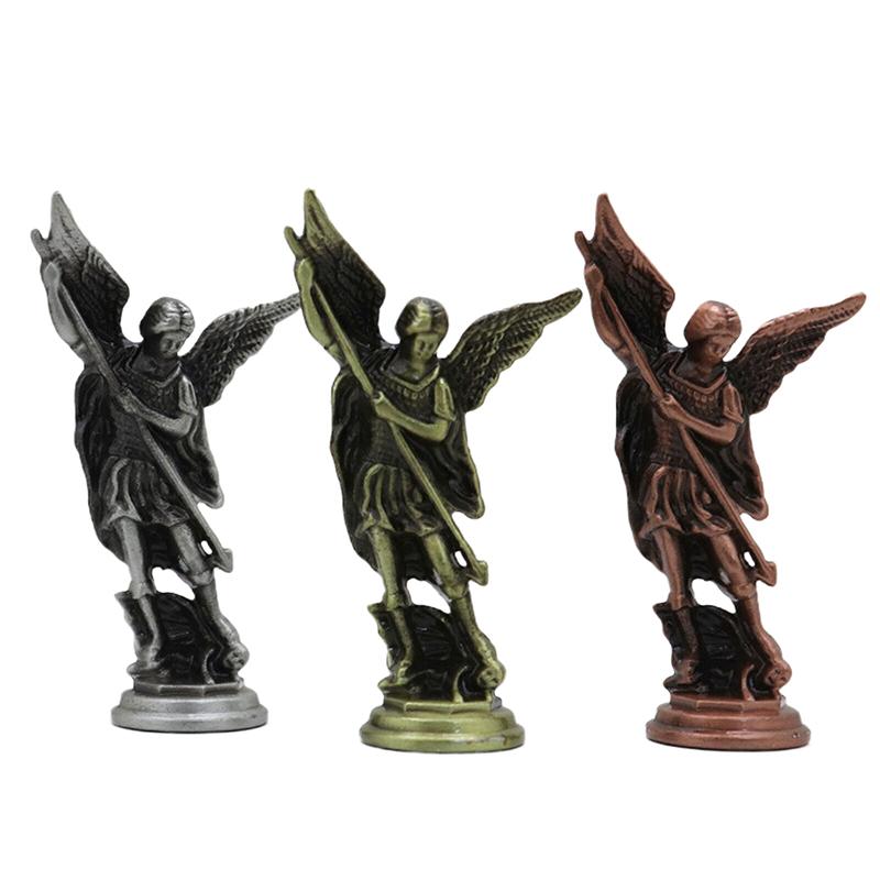 1Pc Crafts For Home Room Tabletop Desktop Christian Saint Michael Figurinethe Archangel Defeating Satan Guardian Statues