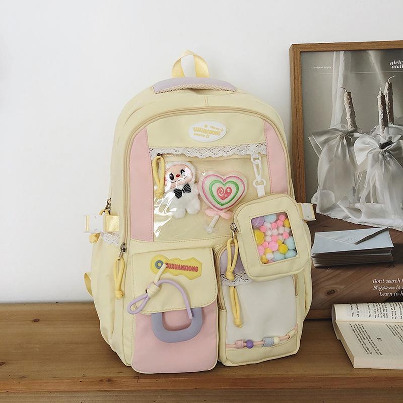 

Japanese Cute Color Block Backpack for Middle & High School Girls - Large Capacity Anime Ita Bag Bag Only, No Accessories