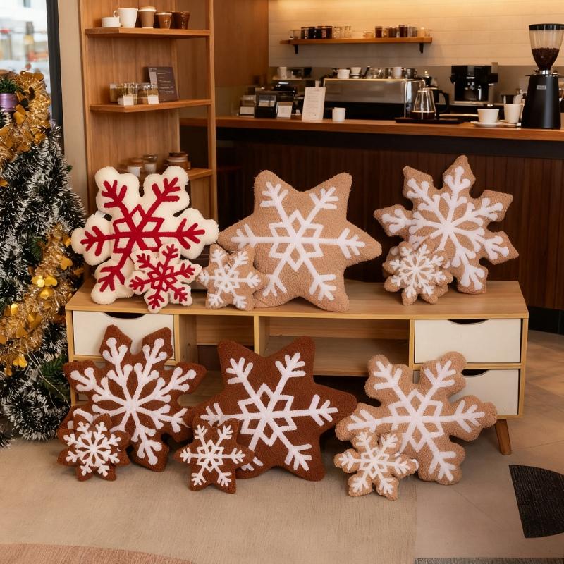 Christmas Soft Stuffed Pillow Cushion Winter Snowflake Plush Toy Dolls Merry Christmas Decors Kid Gifts Happy Latest Year