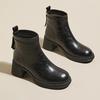Ankle Boots for Women's Autumn and Winter New Products Platform Leather Slim Boots Back Zipper Short Boot Womens Casual Shoes