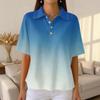 Polo Décontracté à Manches Courtes pour Femme en Tricot Gaufré Col Boutonné Coupe Ample Haut Léger pour un Usage Quotidien