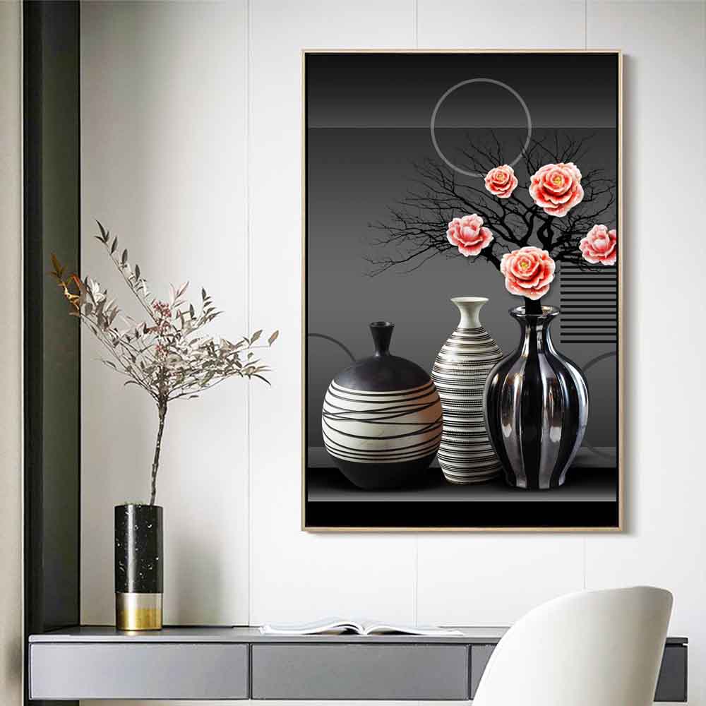 

Пейзаж натюрморт картина маслом эстетическая керамическая ваза искусство холст картина гостиная коридор офис украшение дома фреска без рамки 21*30cm No Frame