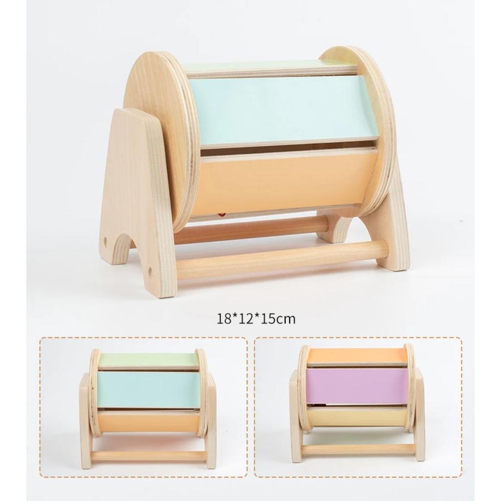 Montessori Wooden Toys 5 In 1 Object Permanence Box Ball Coin Drop Toy House Rainbow Spinning Drum&Shape Sorter for Toddlers