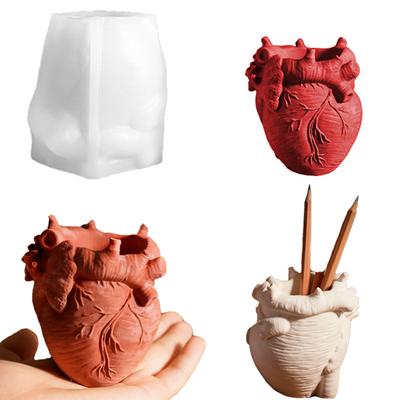 Human Heart Statue Candle Cup Silicone Mold Easy Demold For Making Candle Container Soap Flowerpot Holiday Decoration