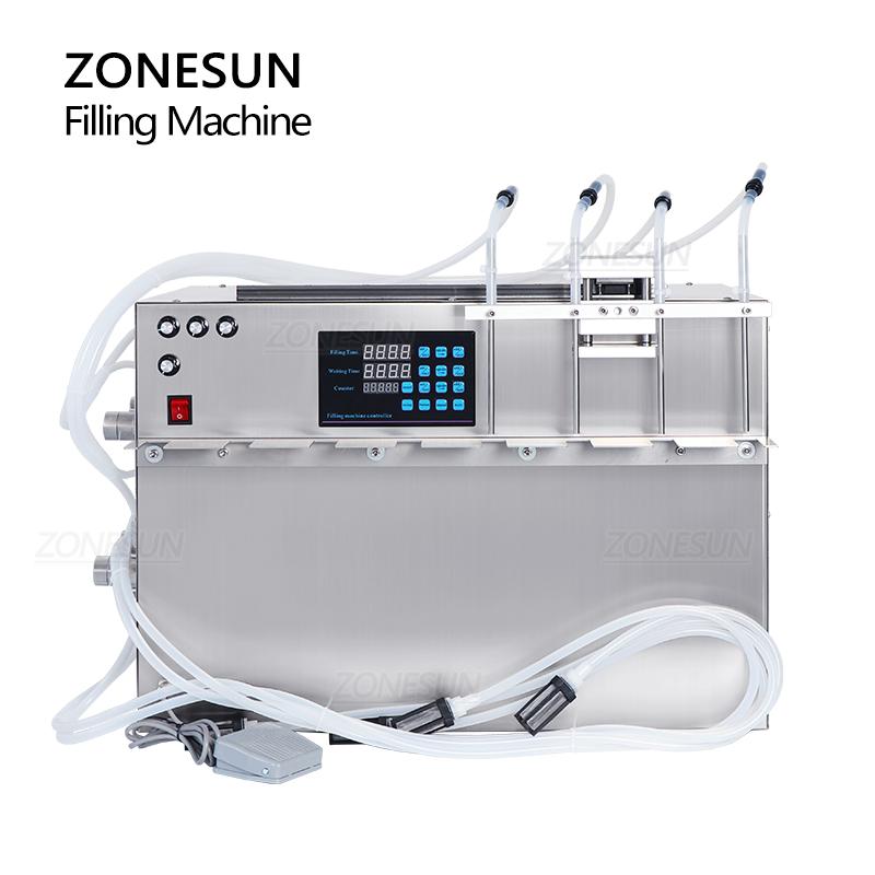 ZONESUN ZS-MPSP4 4 Heads Semi-Automatic Spout Pouch Soybean Milk Drink Liquid Filling Machine