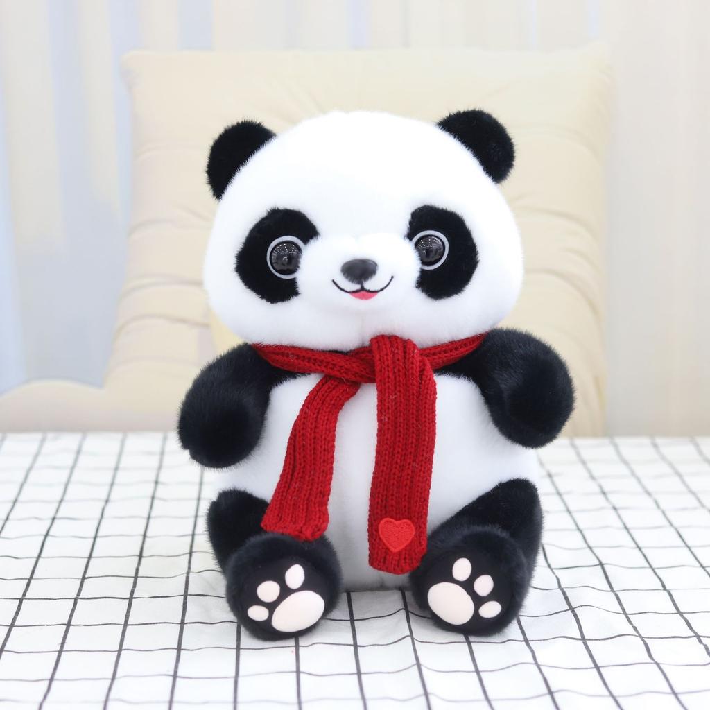Cute panda doll 8 inch grab machine doll plush toy simulation giant panda dressing doll