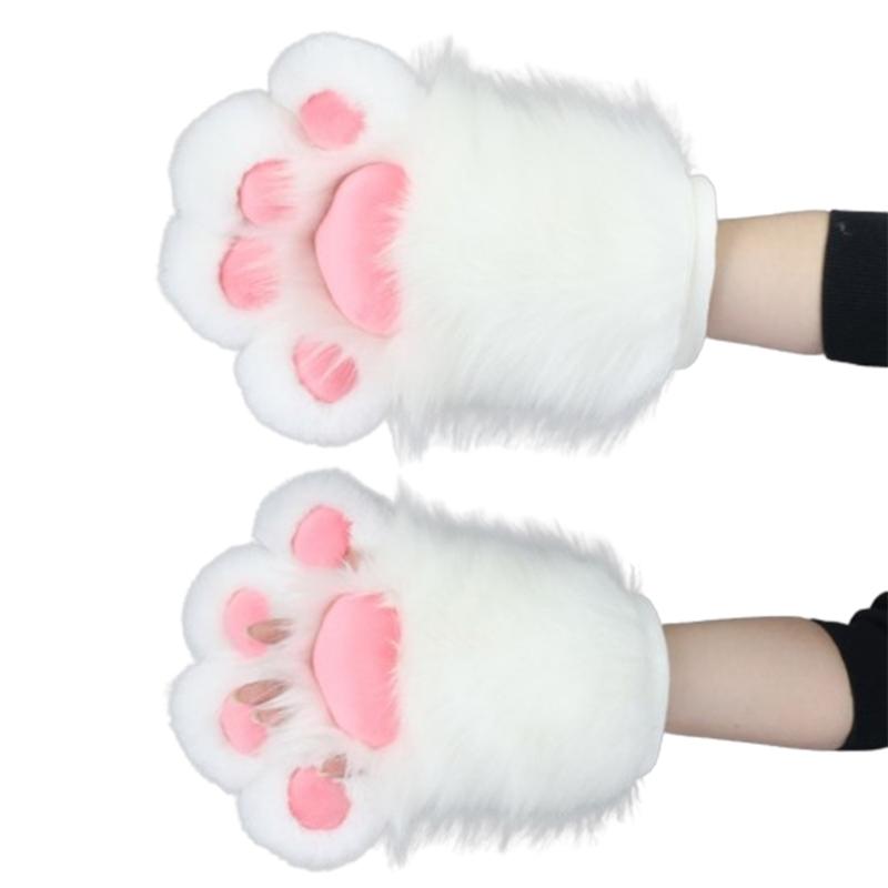 Nadměrné Kočičí Tlapky Ručně Vyráběné Zvířecí Kožešinové Ďábelské Rukavice Fursuit pro Maškarádu