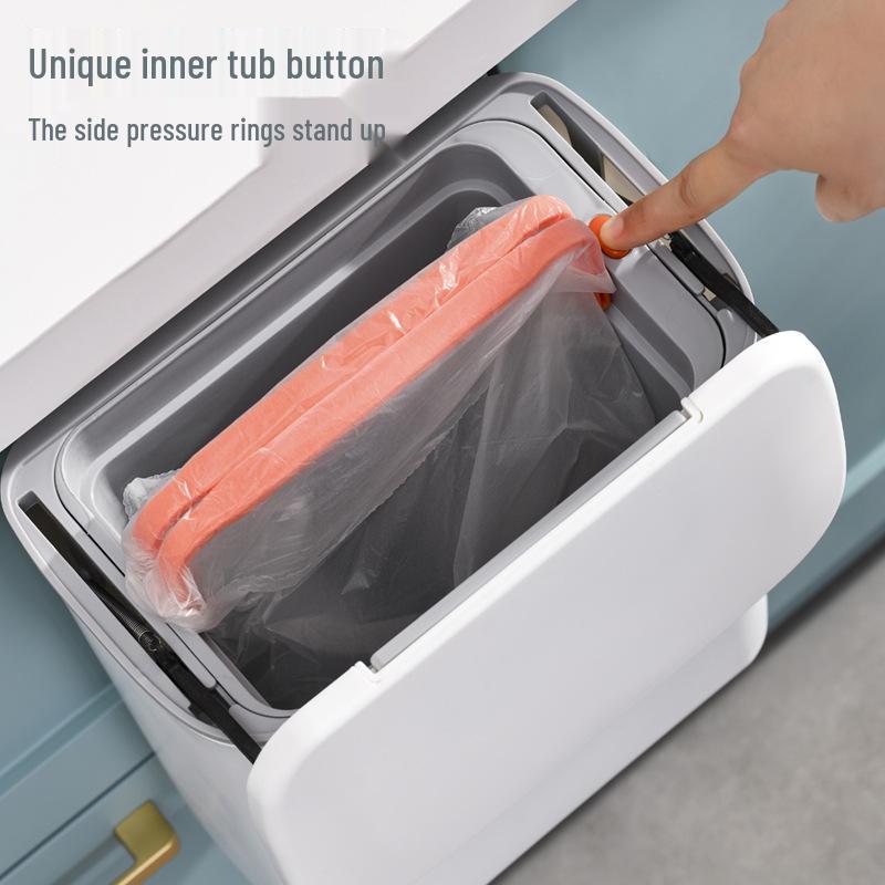 Wall-Mounted Kitchen Trash Can with Handle and Inner Bucket for Cabinets