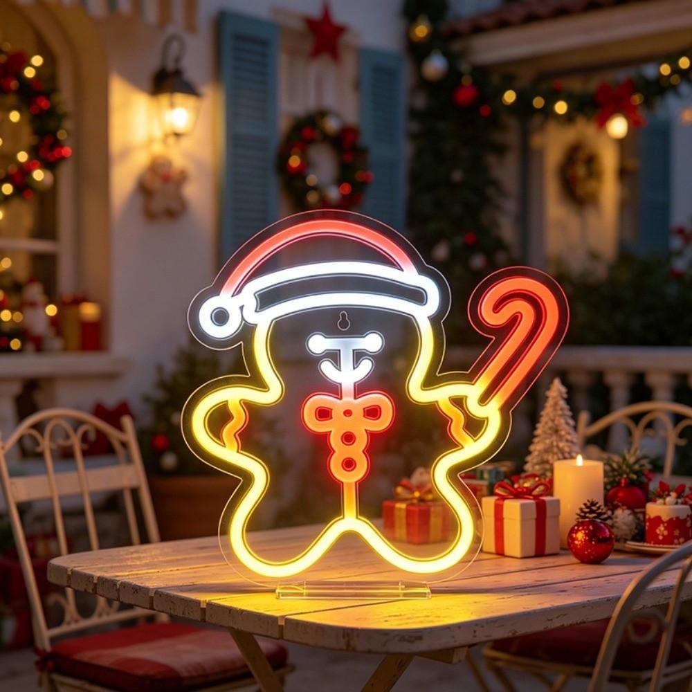 Luminous Christmas Neon Sign USB-powered Xmas Shaped Light Atmosphere Signboard  Camper